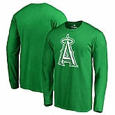 Men's Los Angeles Angels of Anaheim Fanatics Branded Kelly Green St. Patrick's Day White Logo Long Sleeve T-Shirt,baseball caps,new era cap wholesale,wholesale hats